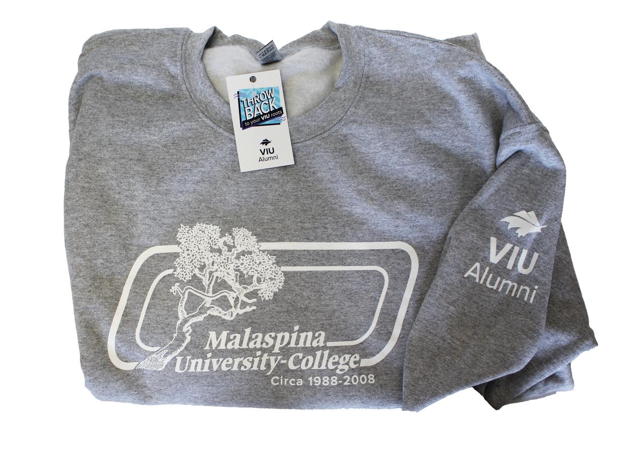 Crewneck sweater with old VIU Malaspina logo