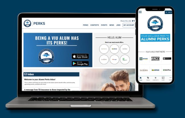 Website and app version of the Alumni PERKS account
